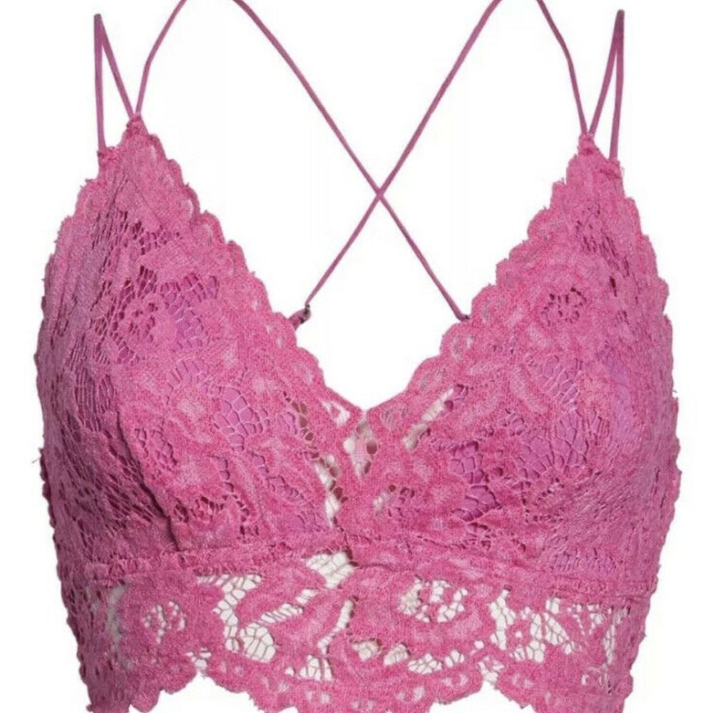 Free People Candy Pink Lace Celine Bralette XS & S